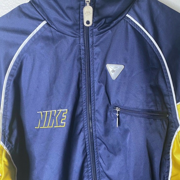 Nike Athletics Youth SZ L 14-16 Track Jacket Full Zip Windbreaker Blue Gold - Picture 2 of 10